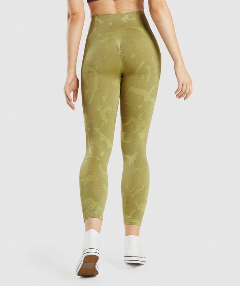 Women's Gymshark Adapt Camo Seamless Leggings Olive | CA A3D508